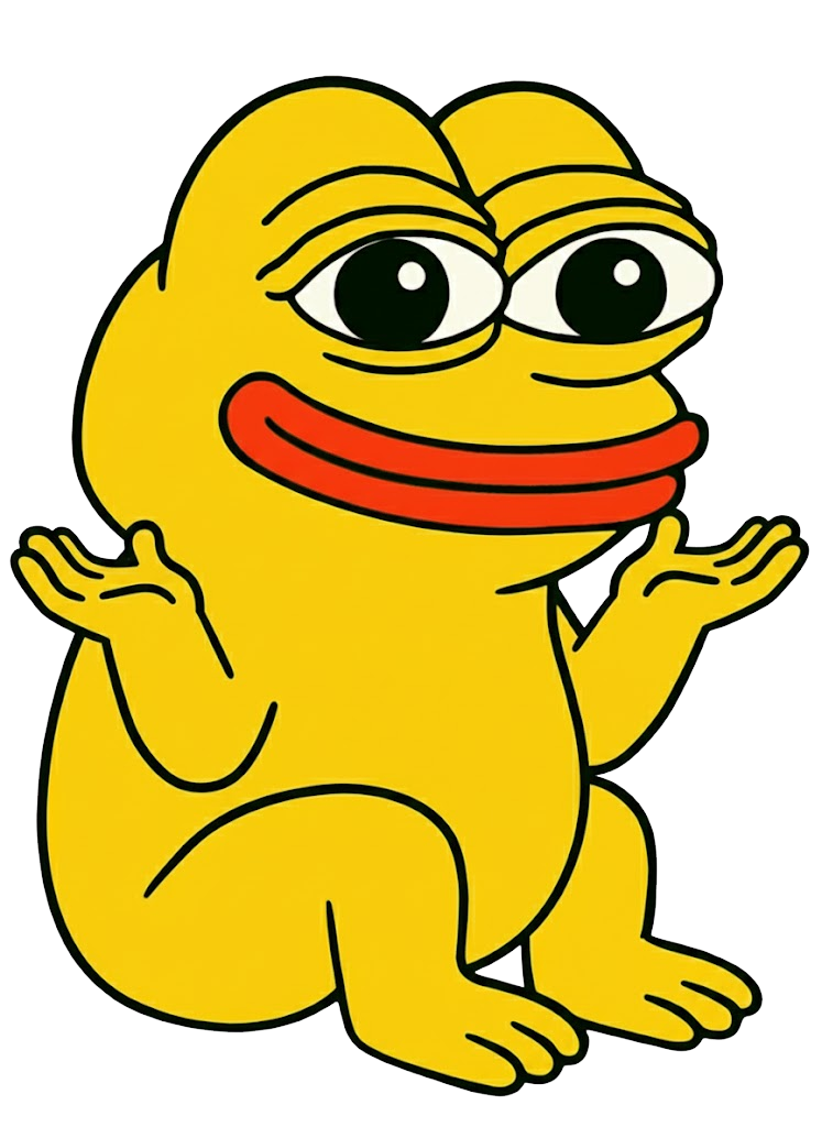 BROG character shrugging with open arms